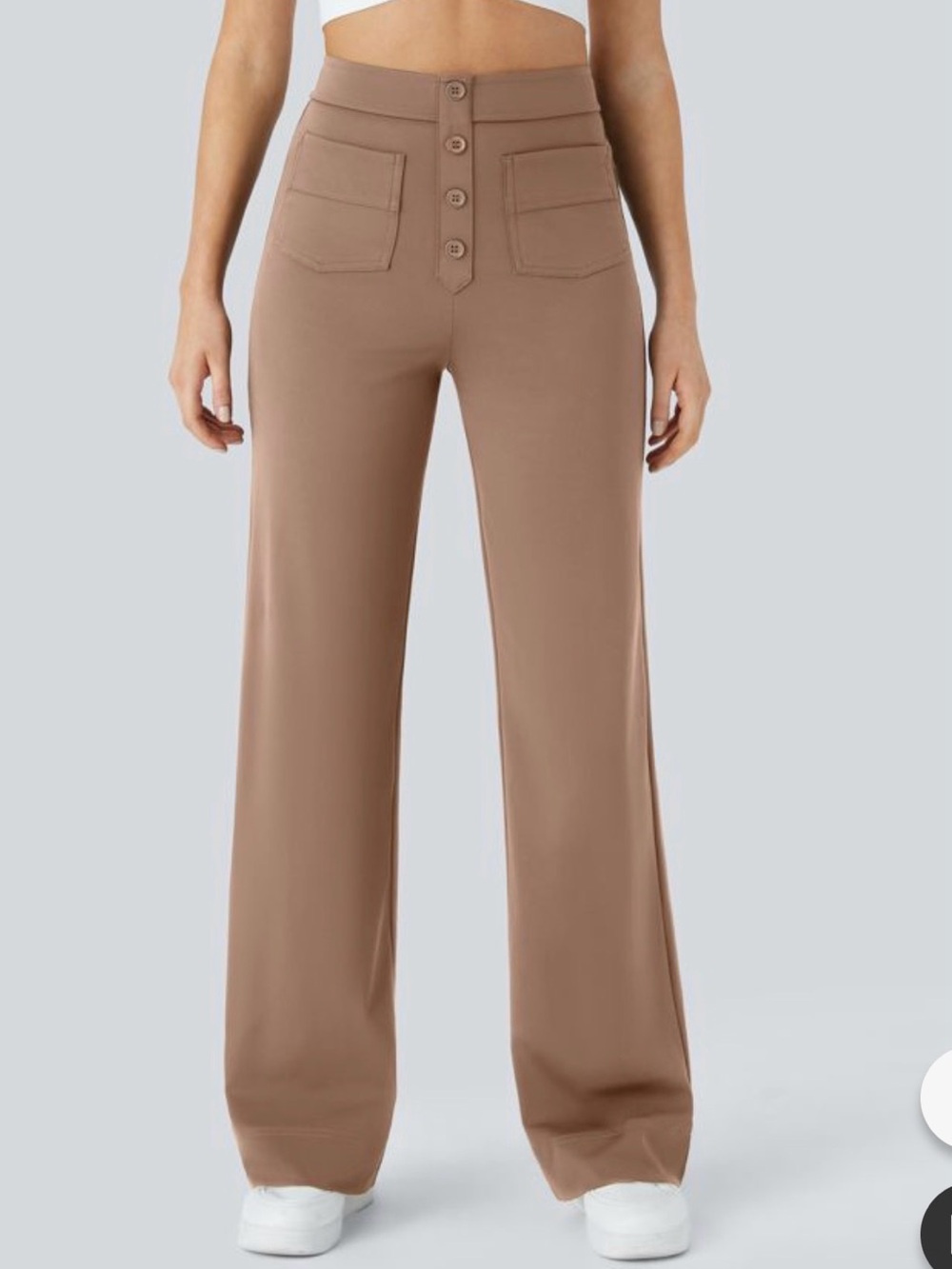 HALARA High-Waist Wide Leg Pants in Taupe Brown